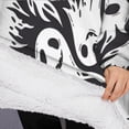 thumbnail image 3 of Oversized Wearable Blanket Hoodie,Black Halloween White Ghosts Sherpa Blanket Hoodie with Super Pockets,Super Warm Fuzzy Pullover for Women & Men, 3 of 6