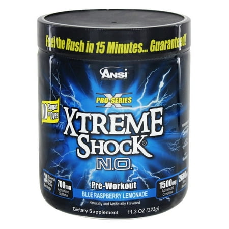 ANSI (Advanced Nutrient Science) - Xtreme Shock NO Pro Series Pre-Workout Blue Raspberry Lemonade - 11.3 onces.