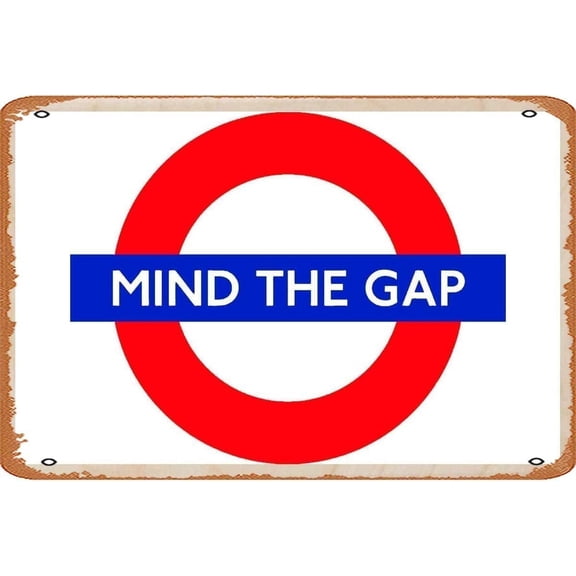 Retro Mind The Gap Metal Wall Sign Art Decor 8x12 Inch