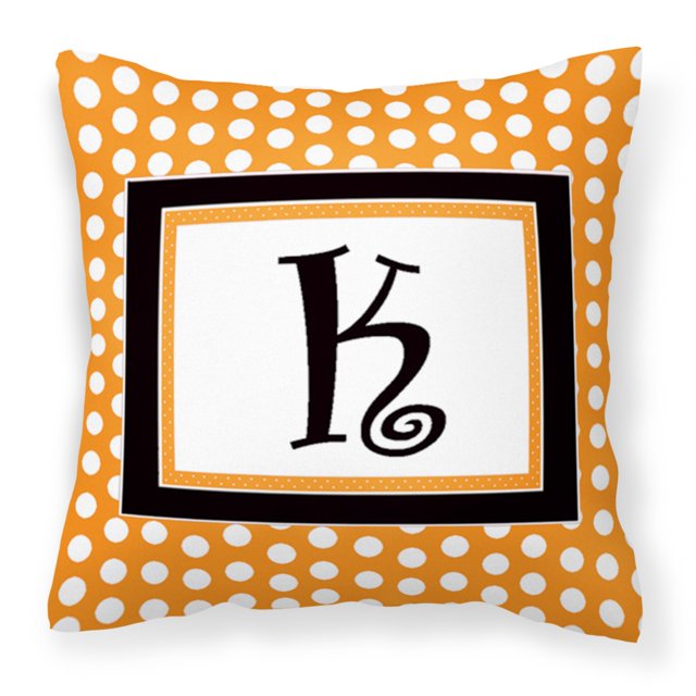 "Treasures CJ1033-KPW1414 Monogram Initial K Orange Polka Dots Tela Almohada, Grande, Multicolor" Caroline's Treasures CJ1033-KPW1414