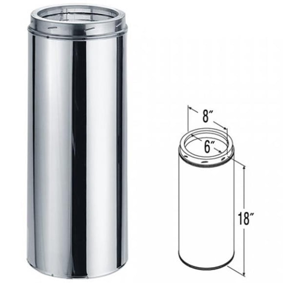 9404 6'' x 18'' DuraTech Stainless Steel Chimney Pipe