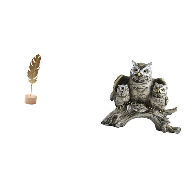 Escultura de hojas,Estatua de hoja de metal Escultura de hoja Decoración del hogar,Figura de hoja artística con decoraciones de hojas en la base,Figuras de búho,Figuras de búho,animales