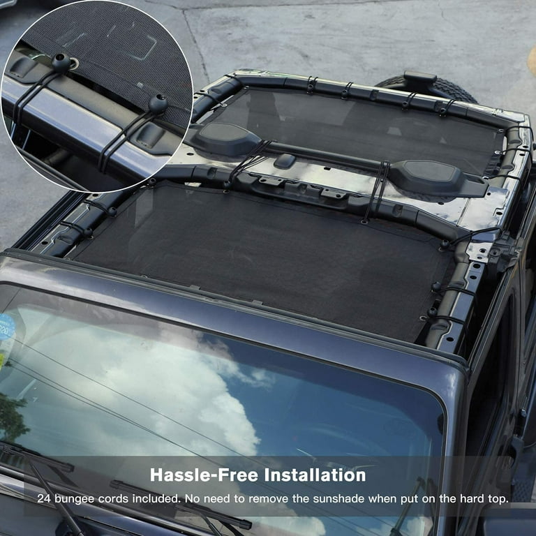 1997-2006 Jeep Accessory RT-TCZ Sunshade Mesh Bikini Top For Jeep Wrangler TJ 1997-2006 - UV Protection No-Drill Installation Jeep Sunroof Shade