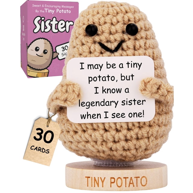 Muñeca de ganchillo Positive Potato con 30 bonitos letreros para hermana