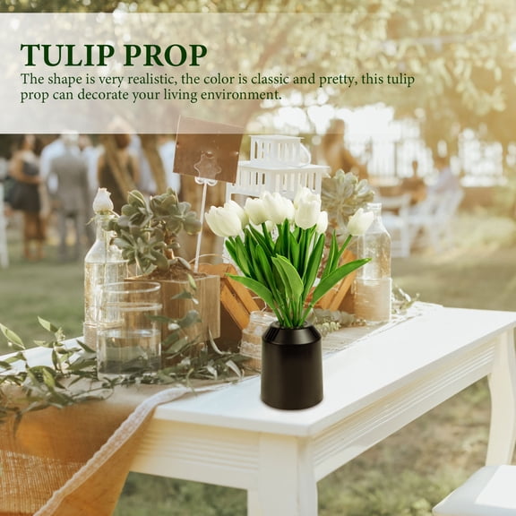 HAMPPLIES 24Pcs White Artificial Tulips Handcrafted Fake Tulip Flower for Living Room Decoration