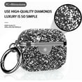 thumbnail image 5 of Diamond Glitter Case for AirPods 3rd Generation Glitter Case for Women Girls Girly Crystal Diamond Rhinestone Bling Protective with Keychain (Black), 5 of 7
