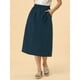 thumbnail image 5 of Falda de algodón de cintura elástica Allegra K vintage campesina para mujer con bolsillos Azul oscuro M, 5 of 6