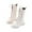 White_#01, variant on Girls Boots Lace Up Bowknot Non-slip Booties Outdoor Combat Shoes Riding Mid Calf Punk Bootie for Little Girl Boot White 1.5 Big Kids