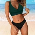 thumbnail image 4 of Women's High Waisted Bikini Sets Two Piece Swimsuit Tummy Control Bathing Suit V Neck Swimwear Swim Suit Green M(M), 4 of 6