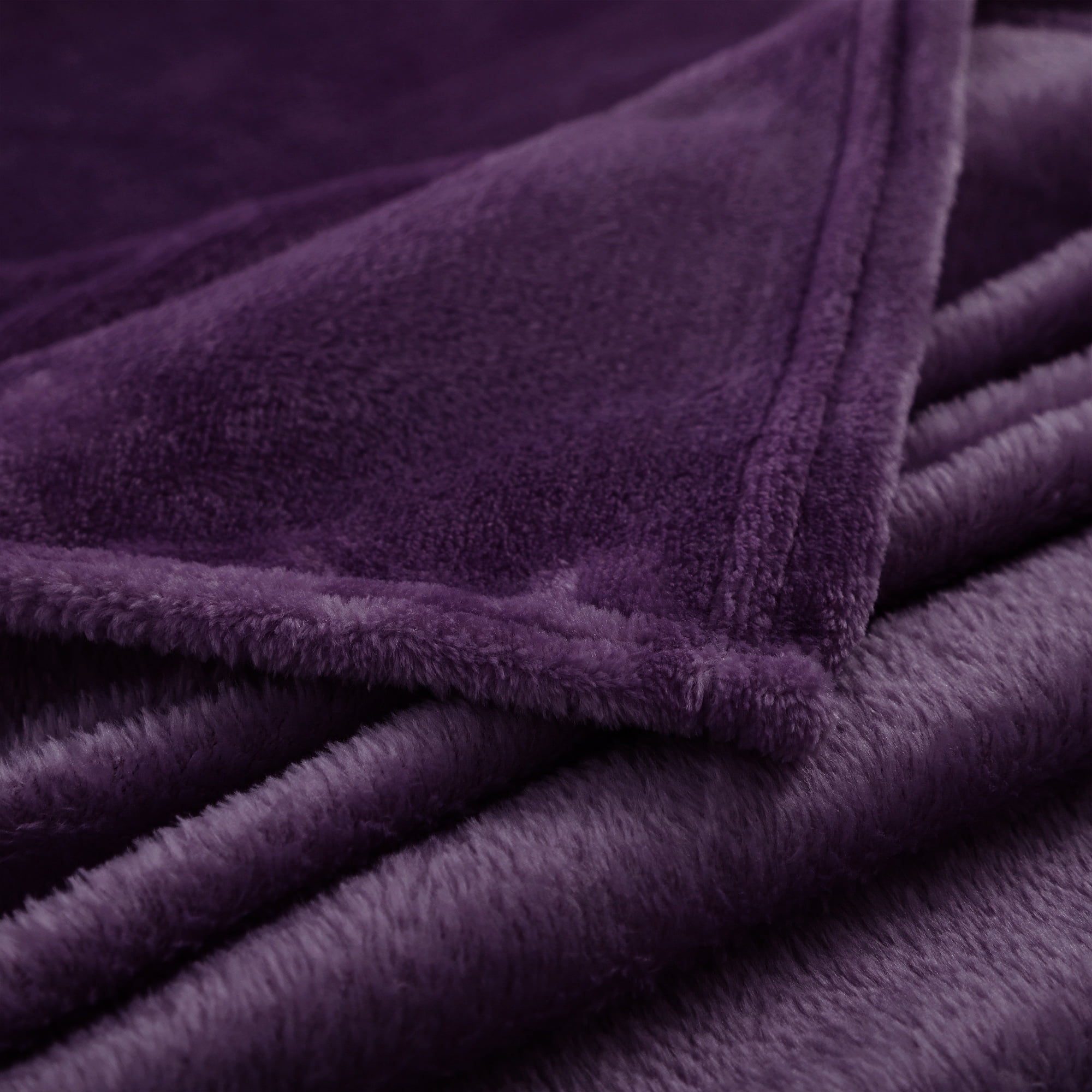 Unique Bargains Fuzzy Plush Flannel Fleece Throw Blanket Purple 71" x 78"