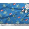 thumbnail image 2 of Soimoi Blue Rayon Fabric Flower & Leaves Watercolor Print Fabric by the Yard 56 Inch Wide, 2 of 3