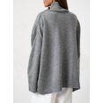 thumbnail image 6 of Women'S Sweater Thick Long Sleeve Knit Pullover High-Low Hem Fashion Autumn and Winter Basic Pullover Top Grey M, 6 of 8