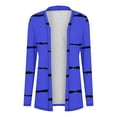 thumbnail image 3 of Uaswgudfs Fleece-Lined Cardigan Coat: Windproof Autumn Longline with Stripes & Versatile Daily Wear Design, 3 of 6