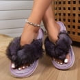 thumbnail image 4 of uublik Sleepers Womens Fuzzy Slippers Memory Foam Open-Toe Slippers Soft Fleece Indoor Shoes Indoor/Outdoor Slippers, Purple, 4 of 7