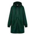 thumbnail image 4 of thefmos Women's Plus Size Hooded Zip Up Sweatshirt Jacket with Pockets Long Length Solid Color Casual Coat Fashion Fall Winter Clothes, Green S, 4 of 5