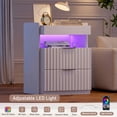 thumbnail image 4 of Homfa White Nightstand with 2 Drawers Set of 2, Sofa Table with Charging Station & LED Lights for Living Room, Modern Wooden Storage Cabinet for Bedroom, 4 of 10