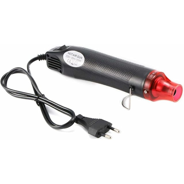 Pistola de aire caliente de mano de 300 W Mini pistola de aire caliente para estampar Herramienta de calor 220/110 V Enchufe europeo (negro)-