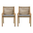 thumbnail image 3 of Christopher Knight Home Outdoor Wood Dining Chair with Wicker Back, Gray Cushioned Seat, Set of 2, 3 of 10