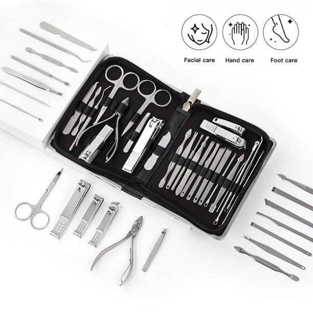 Manicure Set, 26 in 1 Professional Stainless Steel Nail Tools, Pedicure Kit Grooming Kit & Nail Clipper with Leather Travel Case for Men & Women - Manicure Set, 26 in 1 Professional Stainless Steel Nail Tools, Pedicure Kit Grooming Kit & Nail Clipper with Leather Travel Case for Men & Women -