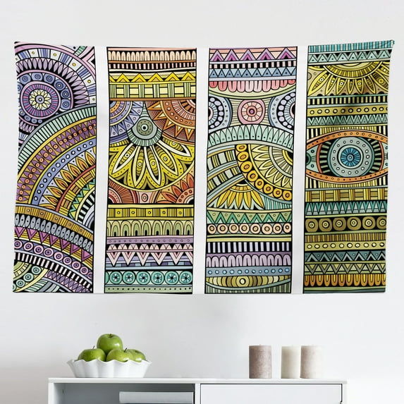 Floral Tapestry, Oriental Mandala Like Pattern of Colorful Petals Leaves Nature Themed Eastern, Fabric Wall Hanging Decor for Bedroom Living Room Dorm, 2 Sizes, Multicolor, by Ambesonne