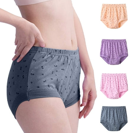 Kmdttou Panties for Women Pack Cotton Middle-aged And Elderly Underwear Solid Color Loose Underwear (Available in Plus Size)