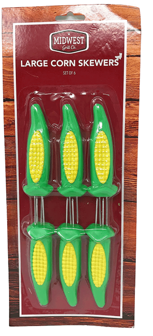 Midwest Grill Jumbo Corn on The Cob Holders Skewers BBQ, Set of 6