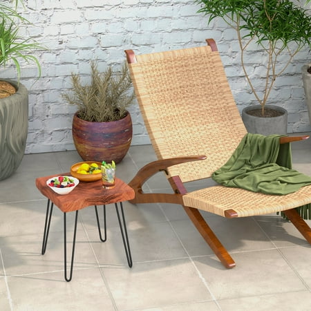 Costway 1 PC Square End Table Accent Side Table Reclaimed Indonesia Teak Wood Plant Stand Patio Rustic - Brown