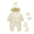 thumbnail image 2 of LEKWK Baby 3 Piece Snowsuit Newborn Winter Thick Warm Jumpsuit Infant Hooded Double Zip Up Romper Breathable Thermal Outwear Coverall Sleeping Bag 0-24M, 2 of 8
