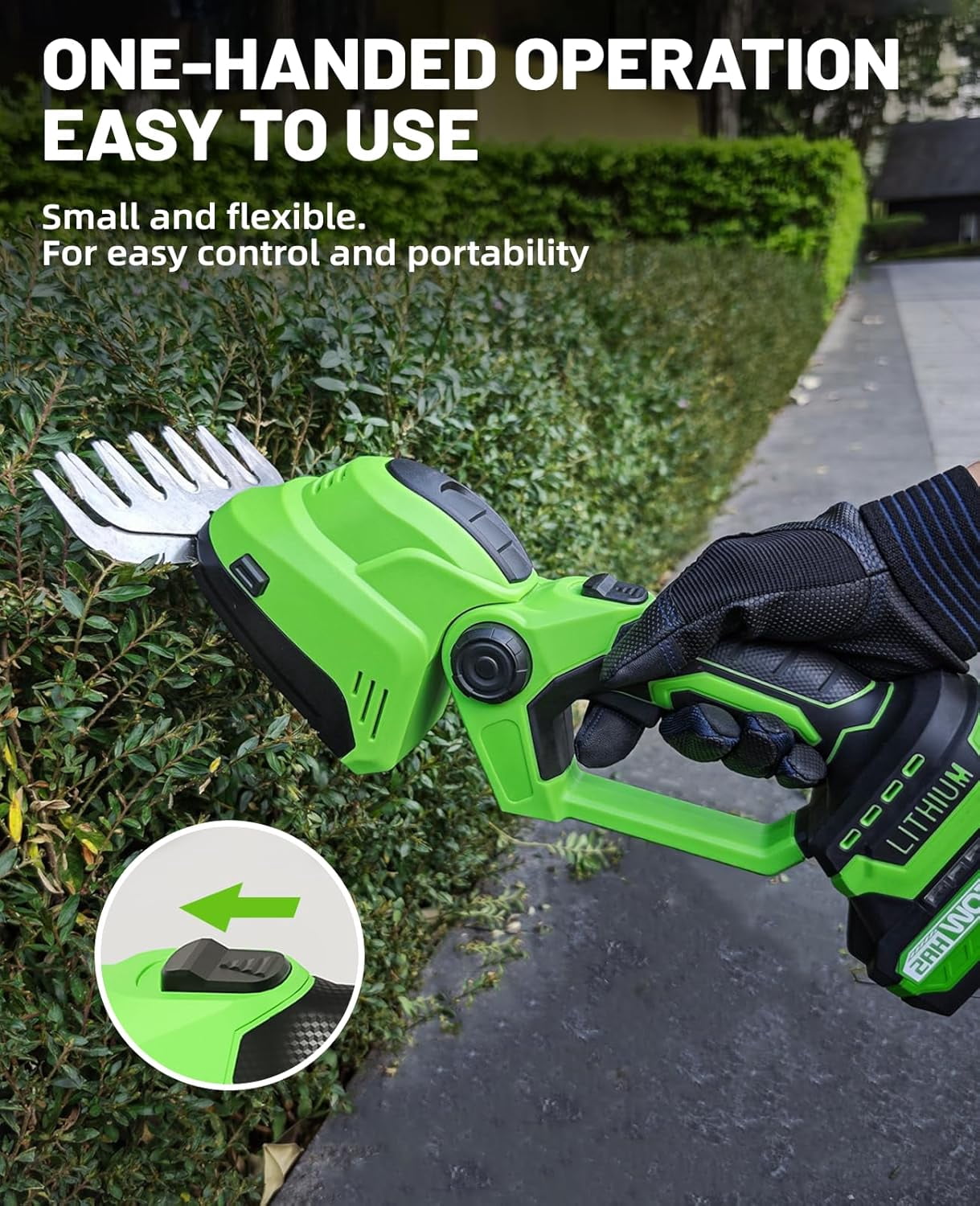 Mini Hedge Trimmer Cordless 2-in-1 Electric Grass Shear with 2 Batteries