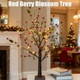thumbnail image 5 of Red Berry Blossom Twinkling Tree, 2026 New Red Berry Blossom Tree with Lights, Artificial Decorative Tree, Battery/USB Operated, 24 LED Lights Decor for Christmas Indoor Home Decor, 5 of 6