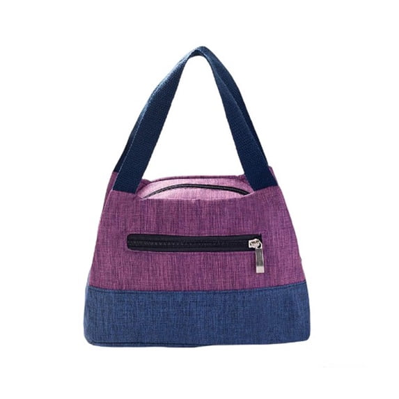 Women Lunch Box Handbags Canvas Fashion Bags Cosmetics Container Large Capacity Mommy Small Bag Color Matching for Camping Purple
