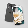 thumbnail image 3 of Lotus Flower for All iPhone Series Tough Phone Case Botanical Art Cream and Teal, 3 of 7