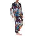 thumbnail image 2 of Daiia Oil Painting Sunflower Puppy for Men's Long-Sleeved Pajama Set – Soft & Comfortable Sleepwear Button-Up Pajamas Cozy Lounge Wear-XX-Large, 2 of 7