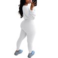 thumbnail image 3 of LUXUR Ladies Elastic Waist Sweatsuits Cropped Running Two Piece Outfit White XL, 3 of 6