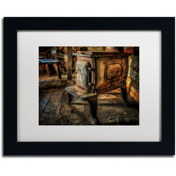 Trademark Fine Art "Liberty Wood Stove" Canvas Art by Lois Bryan, White Mat, Black Frame