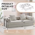 thumbnail image 3 of Kosynda 77"W Convertible Sleeper Sofa Bed with Fixed-Shape Frame, Folding Floor Sofa Couch with Corduroy Armrests for Living Room, Small Space Apartment, Office (Light Gray), 3 of 7