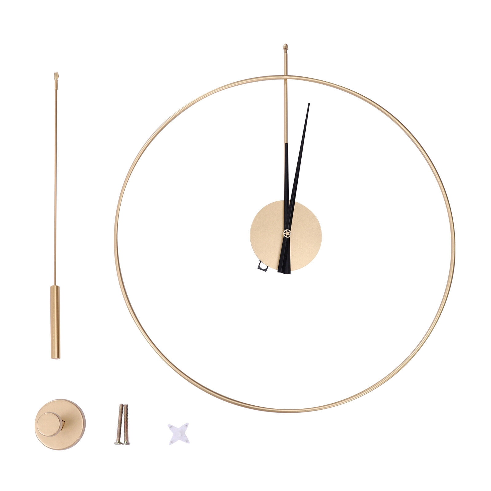 23.6" Classical Large Decorative Wall Clock with Pendulum, Gold Modern Non-Ticking Silent Metal Wall Clocks for Living Room, Bedroom, Study, Office