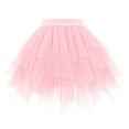 thumbnail image 4 of KHONTS Women's Tulle Mini Skirt Ruffled Mesh Puffy Ballet Tutu Skirts 50s Carnival Party Elastic Waist Short Underskirts Pink XL, 4 of 4