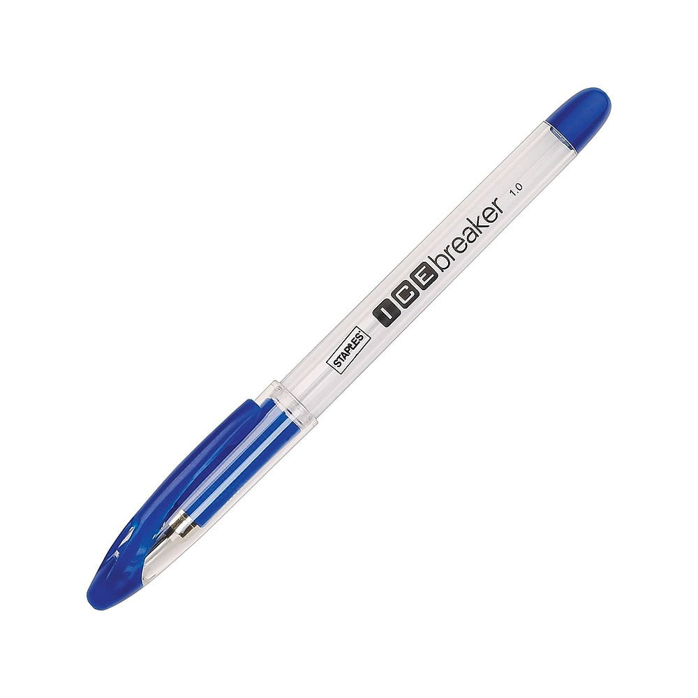 Staples IcebreakerBallpoint Stick Pens Fine Point Blue Dozen 807985