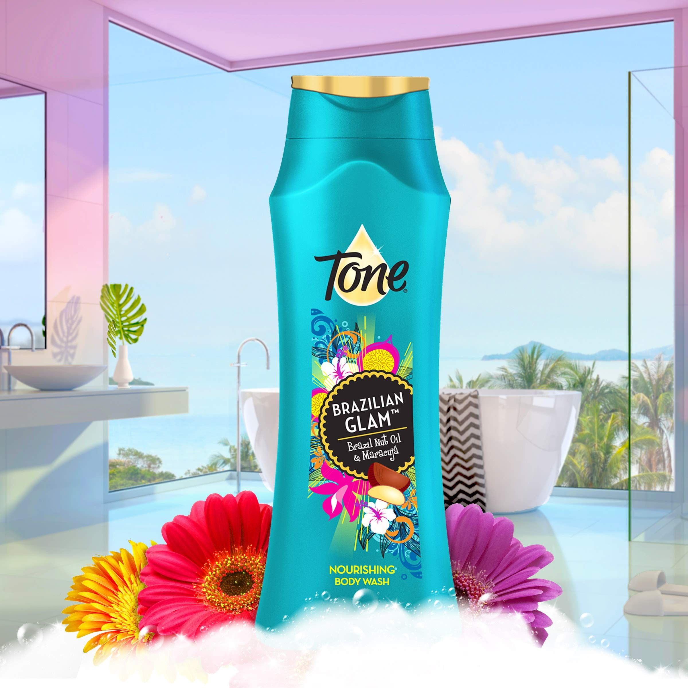 Tone Body Wash, Brazilian Glam, 18 Ounce Pack of 6