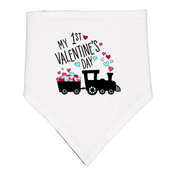Inktastic My First Valentines Day Train Baby Bandana Bib