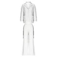 thumbnail image 7 of Hueook Jogger Sets for Women 2 Piece Fashion Women Solid V-Neck Casual Long Sleeve + Long Pant Suit 2PC Set White M, 7 of 7