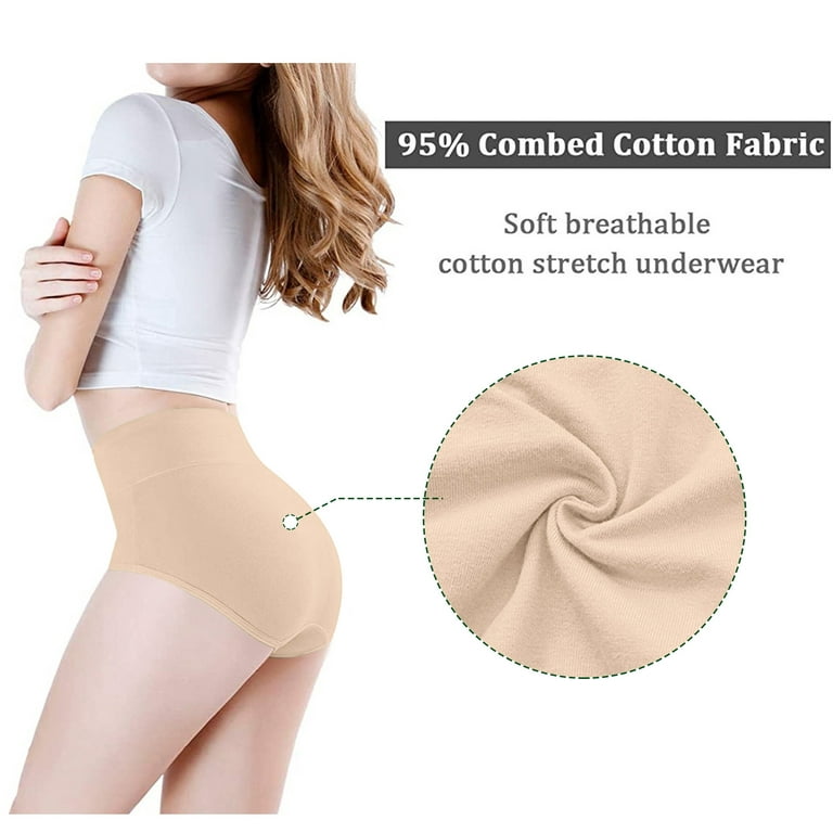 QOVOQ Women's High Waist Cotton Underwear Stretch Briefs Soft