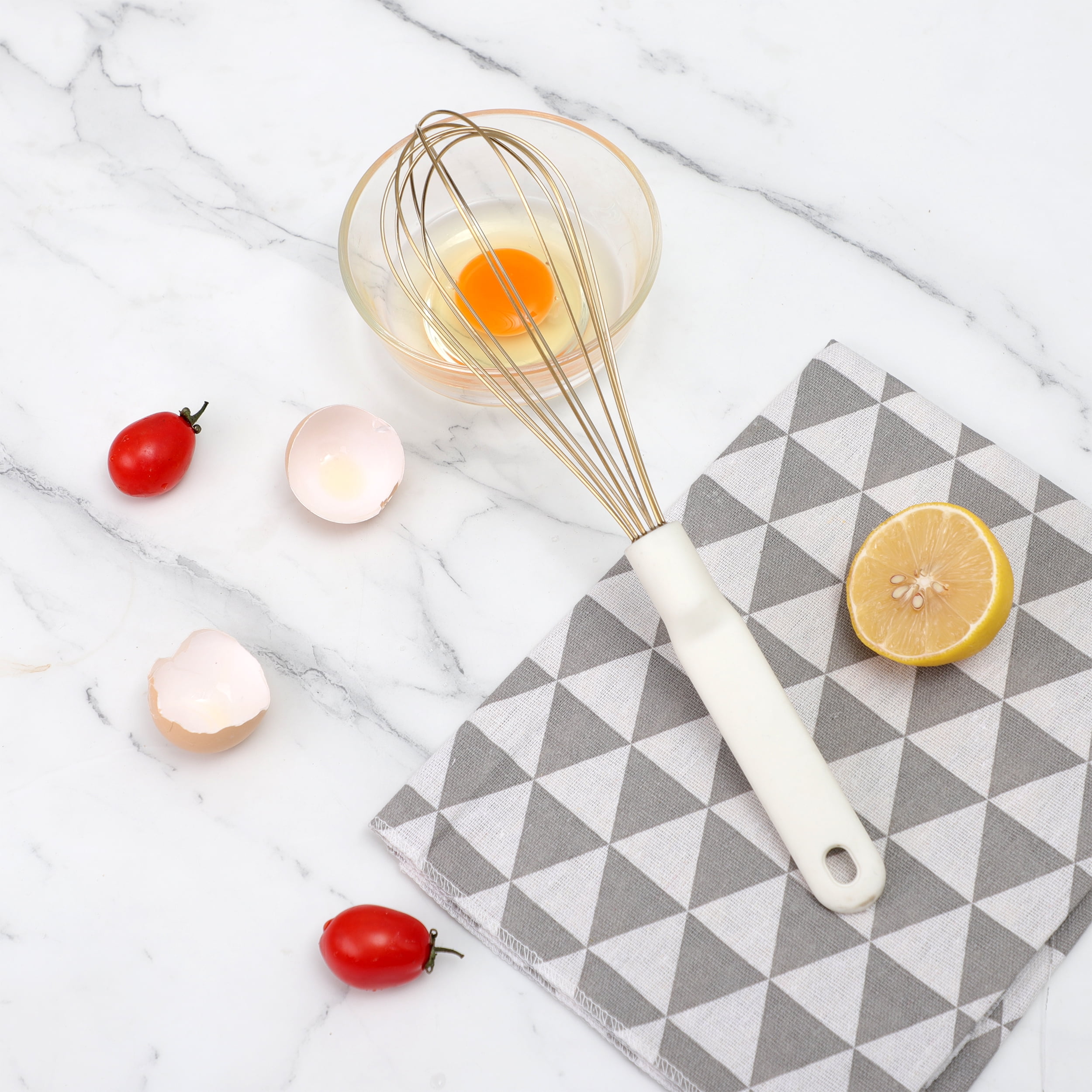 Cook with Color Wire Hand Whisk for Cooking – Durable, Rust-Resistant & Dishwasher Safe, Cream & Gold