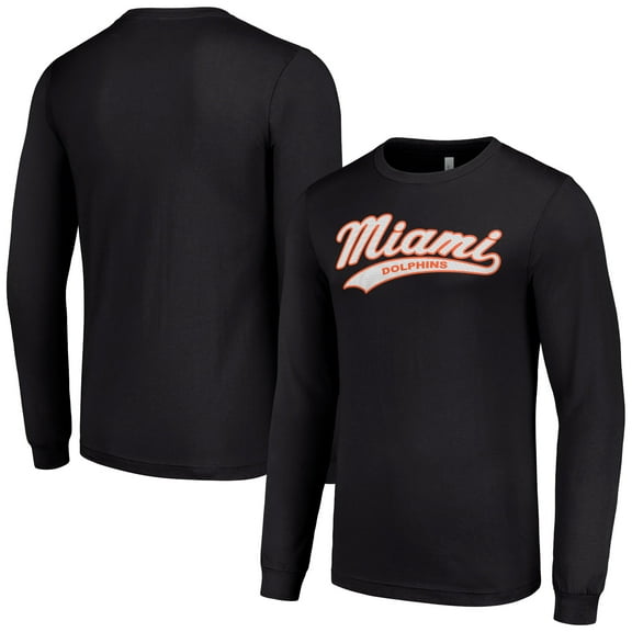 Men's Starter Black Miami Dolphins Tailsweep Long Sleeve T-Shirt