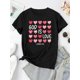 thumbnail image 2 of Camiseta Suelta para Mujer Primavera VeranoWomen's Inspirational Love Graphic T-Shirt - White with Pink Hearts and Mushrooms, Comfortable Polyester Blend, Casual Round Neck Short Sleeve, Perfect for, 2 of 7