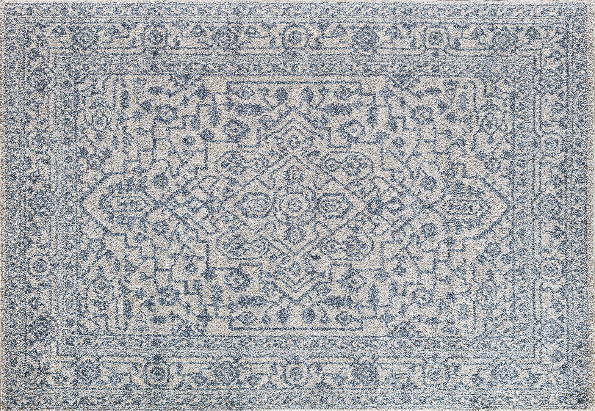 Mason Brooks Lexa NS70A Dusky Blue Tribal Vintage Ivory Area Rug, 8'0"X10'0"