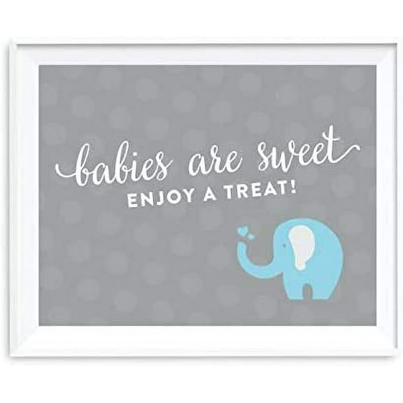 Babies Are Sweet, Enjoy A Treat Boy Elephant Baby Shower Party Signs