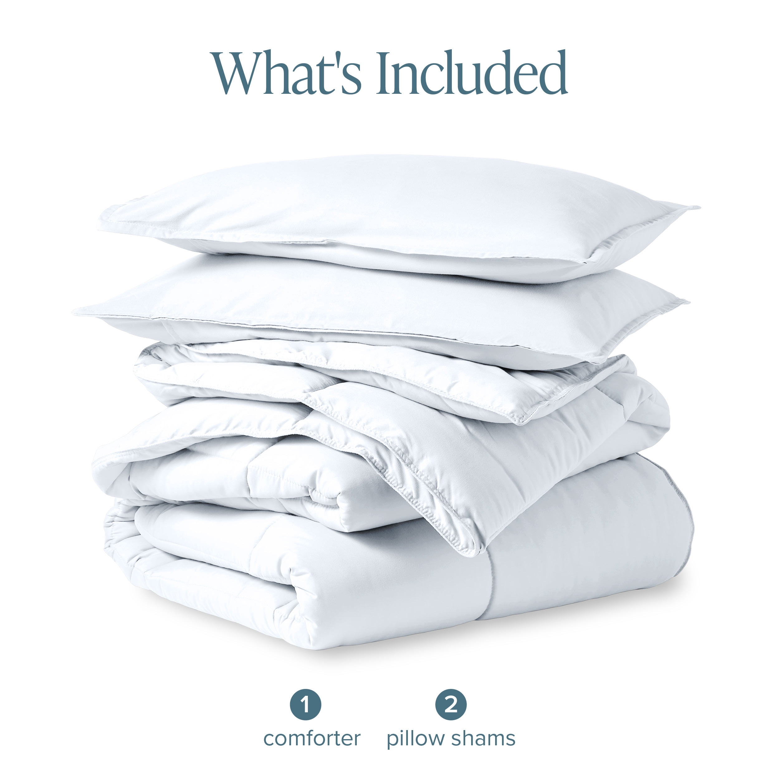 Bare Home Down Alternative Comforter Set - 3-Pieces - All Seasons - Super King, White