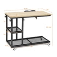 thumbnail image 2 of Gymax Table d'Appoint en Forme de C avec Roues Hauteur et Tablette de Rangement Réglable, 2 of 10